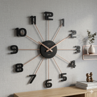 Dominantné zlaté hodiny JVD HT072.3 Slnko s čiernymi číslami (49 cm)
